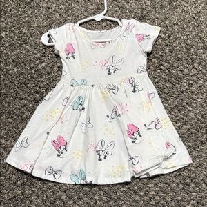Kids Minnie Mouse  Print Dress - White with Pink and Blue Accents 18 month